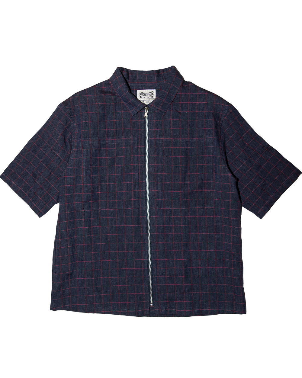 Navy And Red Zip Up Shirt